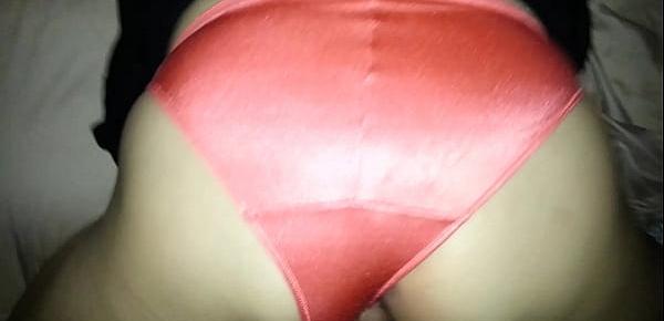  Orange satin panties Fucking and cumshot